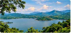 Dam views and greenery shown in the supplied reference image