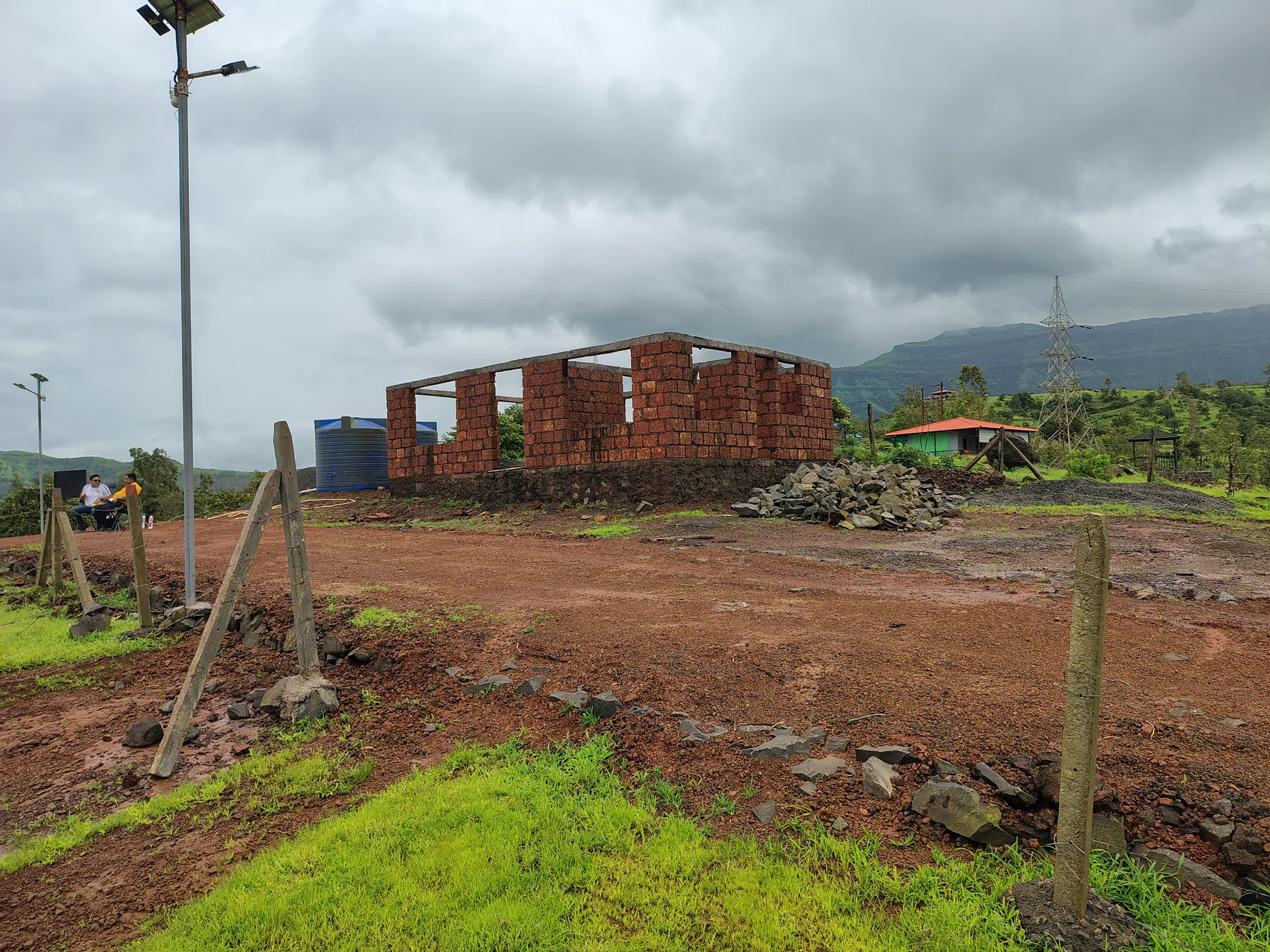 A structure under construction on the site